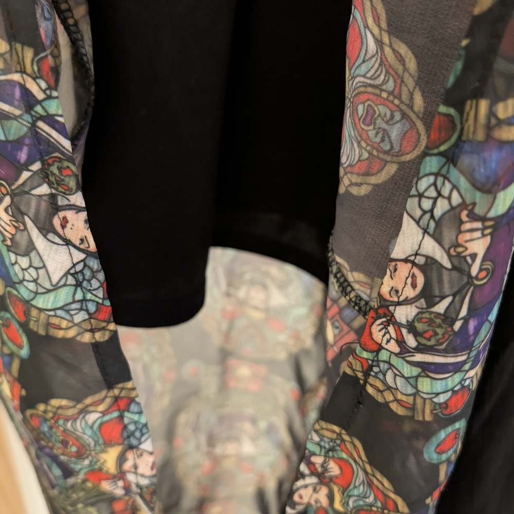 Disney Black and Multicolor Patterned Midi Dress Snow White Size Small - Picture 7 of 7